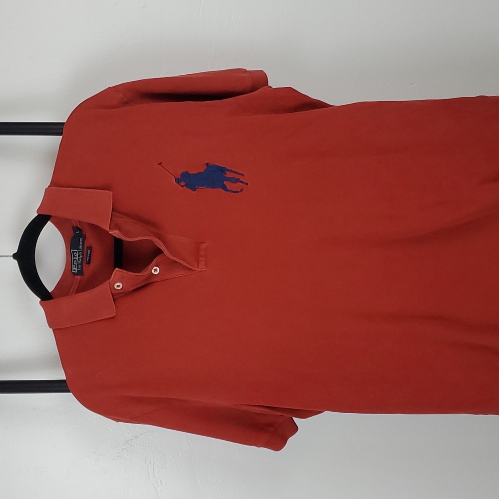 Vintage Polo by Ralph Lauren cotton polo red embroidered big pony flag size L